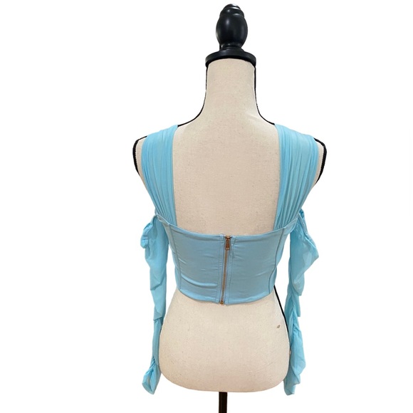 Sheer Sleeve Cold Shoulder Corset Top - Picture 2 of 2